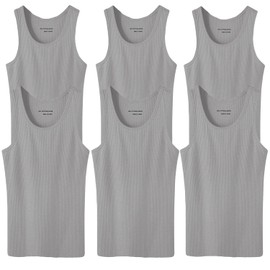 Glory Max 4-6 Pack Men 100% Cotton Ribbed Plain Tank Tops Wife Beater A-Shirts Undershirts (US, Alpha, Small, Regular, Regular, 6-Pack Gray)