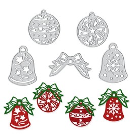Hying Christmas Bell Bow Cutting Dies for Card Making and Photo Album Decorations, Christmas Globe Light Die Cuts Xmas Jingle Bell Dies Embossing for DIY Scrapbooking Craft