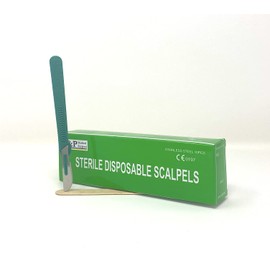 Disposable Scalpels Sterile Surgical Blade Size 10 11 12 15 21 22 Stainless Steel with Plastic Handle & Metric Line Individually Foil Wrapped by P&P Medical Surgical Box of 10 (21)