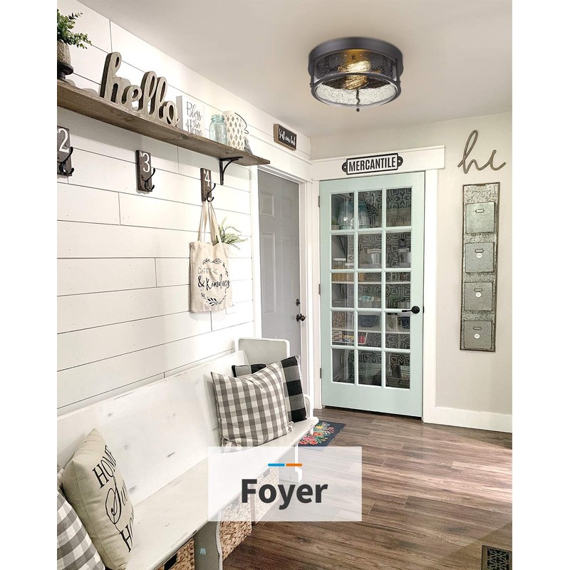 FEMILA Flush Mount Lighting Fixture, 12inch 2-Light Metal Ceiling Light