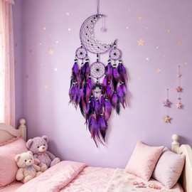 Large Purple Dream Catchers,Moon and Stars Decor,Dream Catcher for Girls