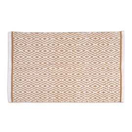 THE BEER VALLEY Cotton Diamond Runner Rug 2'x5' - Linen, Reversible Machine Washable Farmhouse Rugs for Bedroom, Kitchen, Hallway, Bathroom - 24x60 Inches