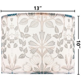 GOSO 2pcs Medium Lampshade Polyester Fiber Printing Plants Drum Lamp Shade For TableLamp,Floor Lamps,Diy Pendant Light,Wall Hanging,Spider Fitter 13 "Top x 13" Bottom x 10 "High, Assembly Required