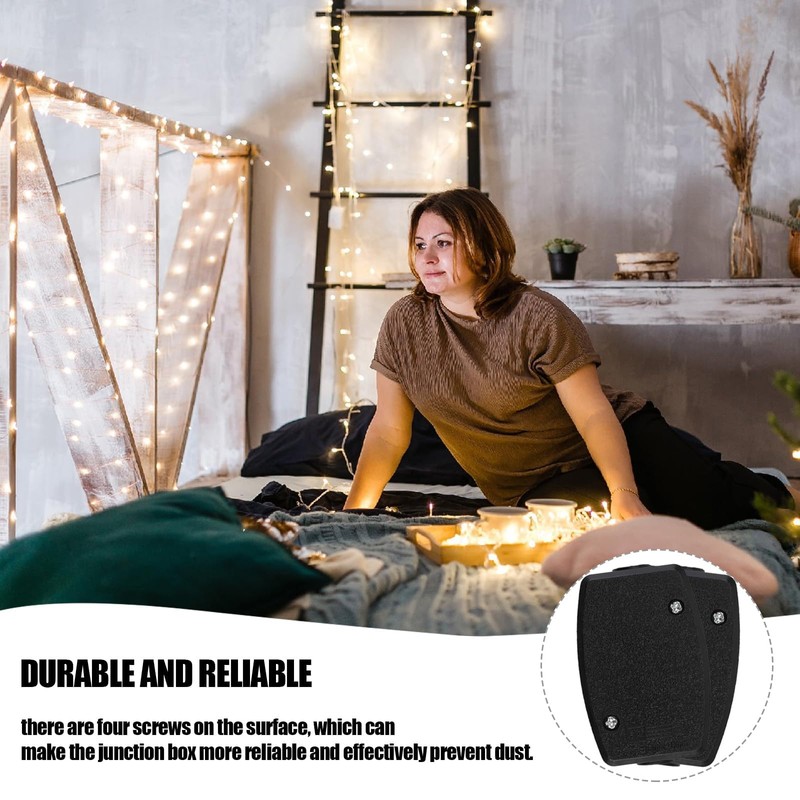 2Pcs Black 3 Terminal Electrical Cable Junction Box 13amp 250v