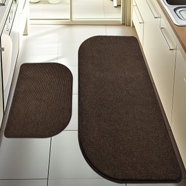 DOMUSTEX Washable Kitchen Rugs Set of 2 (24" x 35.5" + 24" x 59"), Non Slip Kitchen Mats for Floor, Absorbent Indoor Entryway Runner Rugs for Laundry, Bathroom, Door, Bedroom (Roll Packing)