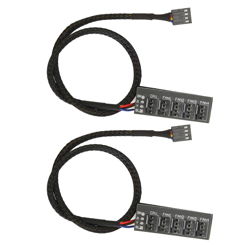 2Pcs PWM Fan Hub 5 Way 4Pin 13.8in Cable Length