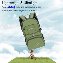 Bekahizar Foldable Backpack 35L Ultralight Hiking Backpack Small Travel Backpack for Men Women Kids Outdoor Sports Green, Green