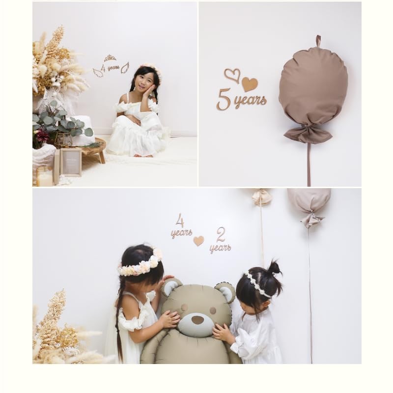 モクモ 日本製 木製レターバナー 月齢フォト バースデー ベビー撮影用 ガーリー パーツ23個セット ティアラ 天使の羽