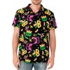 Mens Mardi Gras Shirt Button Down Collar Tops Mask Fleur