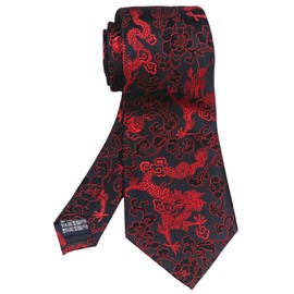 Vizakiss Men's Wide Black Red Ties Paisley Floral Jacquard Woven Daily Dress Meeting Neckties