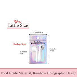 Small Ziplock Bags, 100 Pieces Smell Proof Baggies Little Resealable Holographic Bags for Small Business Packaging, Food Storage, Sweet, Spice Sample,Jewellery Making, Diamond Painting Bags(6x10cm)