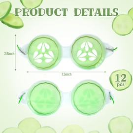 Skicuff 12 Pcs Cucumber Eye Pads Gel Eye Masks Cooling Heating Eye Pads Spa Party Favors Sleepover Party Slumber Party Supplies