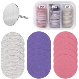 OHREN 60 Piece Sanding Disc Pedicure Set, 80/180/240 Grit Feet Grinder Sandpaper, Replacement Sandpaper Foot Nail Cutter Attachments Bits