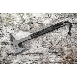 SE 15" Black Hunting Axe with Spike and Nylon Cord-Wrapped Handle - KFD098