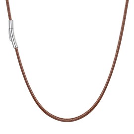 U7 Unisex Necklace 2 mm / 3 ,m, Black, Brown, Braided Wax Chain, Faux Leather Chain, Stainless Steel Clasp, Trendy Simple Fashion Jewellery For Men and Women 41 cm / 46 cm / 51 cm / 55 cm / 61 cm / 66 cm / 71 cm / 76 cm, Stainless Steel