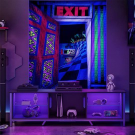 3D Exit Blacklight Tapestry Wall Decor for Men Bedroom, Trippy 3D Illusion Glow in the Dark Wall Hanging Backdrop for Men Guys Game Room, UV Reactive 3D Poster for Living Room Dorm 60x79 Inches
