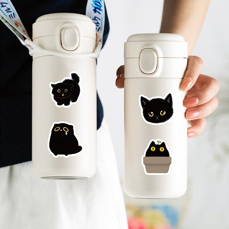 100pcs Cute Black Cat Stickers Kawaii Small Stickers Decorative Masking