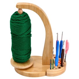 Yarn Holder, Upgrade with Knitting Accessories Organizer, Magnetic Rotating Wool Holder, Stable Yarn Ball Dispenser, Detachable Crocheting Thread Organizer, Natural Wooden Stand for Crochet Lovers
