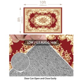 Enkor Vintage Floral Area Rug 8x10 Washable Non Slip Farmhouse Flower Rugs for Living Room, Bedroom, Kids Room Red