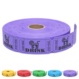 ESSENTIAL 1000 Raffle Tickets Rolls, Drink Tickets Single Roll for Events, Leisure, Movie Watching, Entertainment, Class Reward & Prizes (Purple - 5 Color Selection)