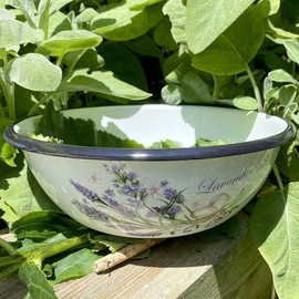 Enamel Bowl, Enamel Serving Bowl, Enameled Steel Mixing Bowl for Cooking Prepping, Vintage Salad Bowl, Fruit Bowl for Kitchen, Dishwasher Safe (Lavender, 1.6-qt. (1.5 L))
