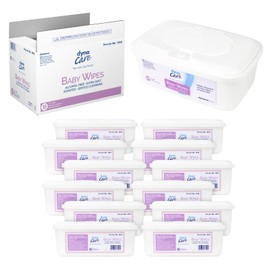 Dynarex Baby Wipes - Non-Alcohol Wipes for Babies with Lanolin & Aloe to Moisturize Skin - Non-Woven & Scented - 7x8" - 80 Wet Wipes per Tub, 12 Tubs per Case