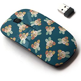 2.4G Wireless Mouse with Cute Pattern Design for All Laptops and Desktops with Nano Receiver - Easter Bunny Flat