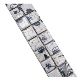 Mosaic Borde White Blue Delft Effect Ceramic Glossy Square Wall Floor Kitchen Bathroom Shower