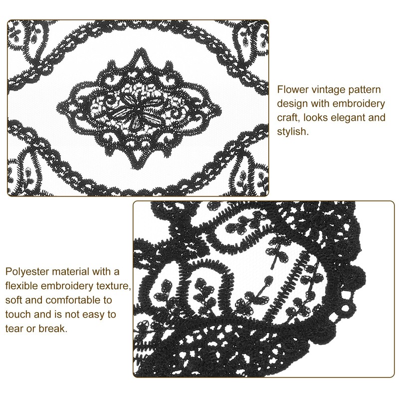 sourcing map 2Pcs Retro Lace Placemats, French Crochet Doilies Oval