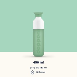 Dopper Original Moody Mint Water Bottle, 450 ml, BPA-Free Bottle, Leak-Proof, Reusable, Slim, Lightweight, Water Bottle for Sports, Fitness, School, Outdoor & Office