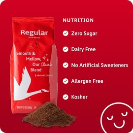 Wawa Ground Coffee Mild Roast, 12 oz Bag, Regular Smooth & Balanced Classic Blend For Hot or Iced Coffee, Slightly Sweet, 100% More Responsibly Sourced from Rainforest Alliance Certified Farms