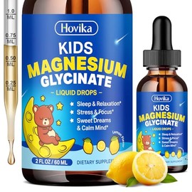 Magnesium Glycinate Liquid for Kids - with L-Theanine Omega-3, Vitamin B6, D3, Zinc - Kids Magnesium Drops for Sleep, Relaxation, Calm & Focus - 2 Fl 