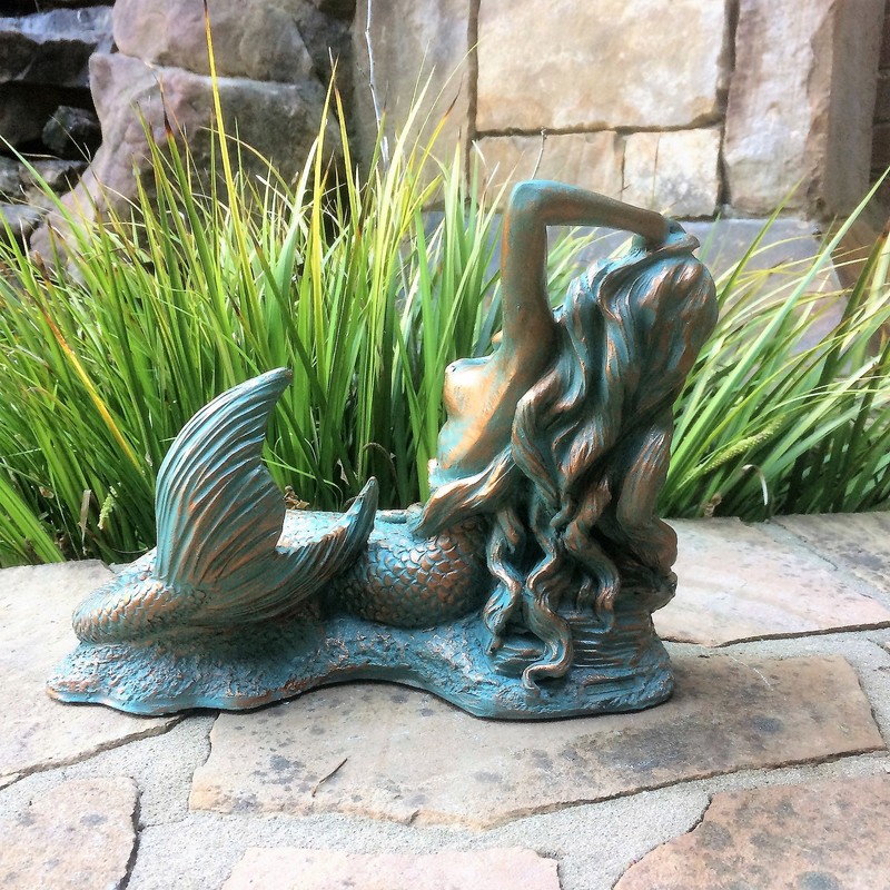 3 Piece Mermaid Table Top Bronze Patina Beach and Pool