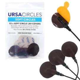 URSA Soft Circles: Reusable Soft Covers That Provide a Shield Against the Wind and Camouflage for Lavalier Mics. (15x Soft Circles + 30x Stickies, Brown)