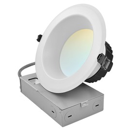 LUXRITE 6" Inch Commercial LED Recessed Light with J-Box, 5 CCT Options 2700K-5000K, 3 Wattages 30/40/50W, 0-10V TRIAC Dimmable, CRI90, 3000/4000/5000 Lumens, 120-277V, Wet Rated, IC Rated