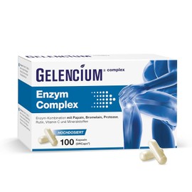GELENCIUM® Enzyme Complex - Highest Enzyme Daily Dose: 1,500 mg - With Rutin as a Vegetable Enzyme Activator - With Micronutrients for Healthy Joints, Cartilage & Bones - 100 Capsules (Medium)