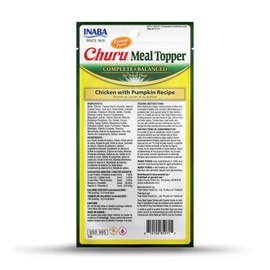 INABA Churu Meal Topper for Dogs, Complete & Balance, Creamy, Lickable Purée Dog Food Topper, 0.5 Ounce Tube, 24 Tubes (4 per Pack), Chicken with Pumkpin Recipe
