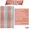 Silver & Rose Gold Foil Fringe Curtain Pair