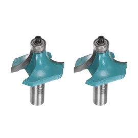 sourcing map 2pcs Roundover Router Bit 1/2 Shank 5/8" Radius Carbide Tipped Edge Rounding Over Bit with Bearing Guide, Woodworking Milling Tool, Cyan