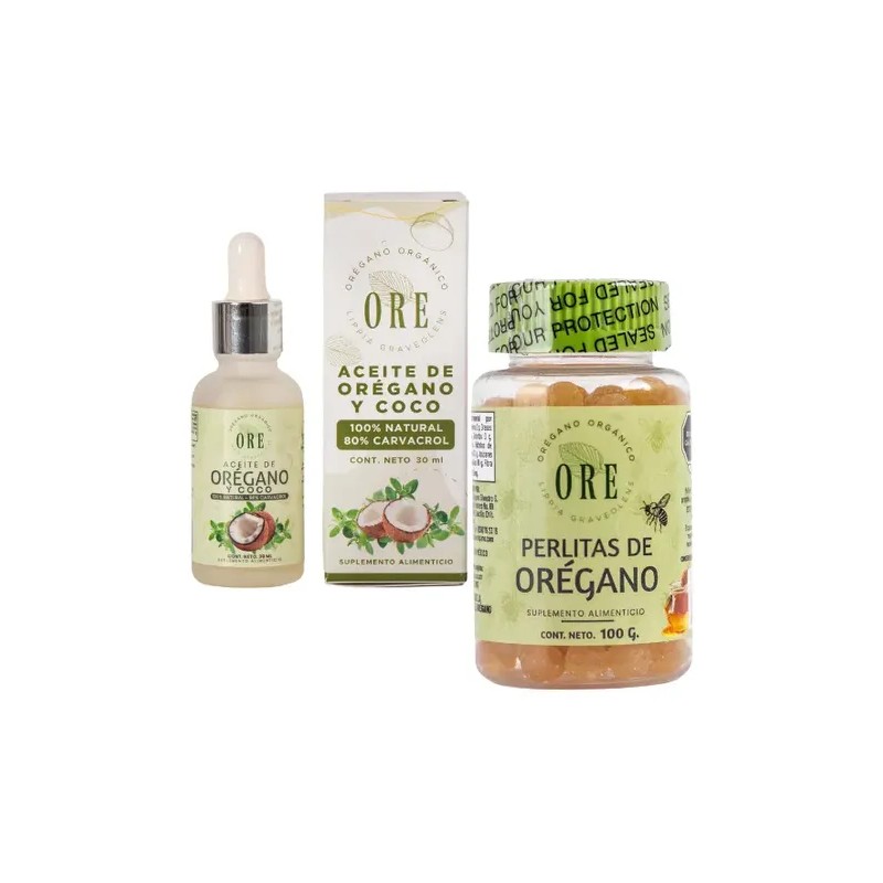 Aceite De Orégano Y Coco 30 Ml, Perlitas Mielorégano 100