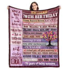 70th Birthday Gifts for Women Blanket,Gifts for 70 Year Old Woman,70th Birthday Decorations,70th Birthday Gifts,1953 Birthday Gifts for Women,Her,Sister,Soft Cozy Throw Blanket 60"x50"