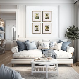 Gnosis Picture Archive Vintage Botanical Citrus Lemon Wall Art Set of 4, Classical Traditional Style Dining Room Kitchen Interior Decor, Unframed