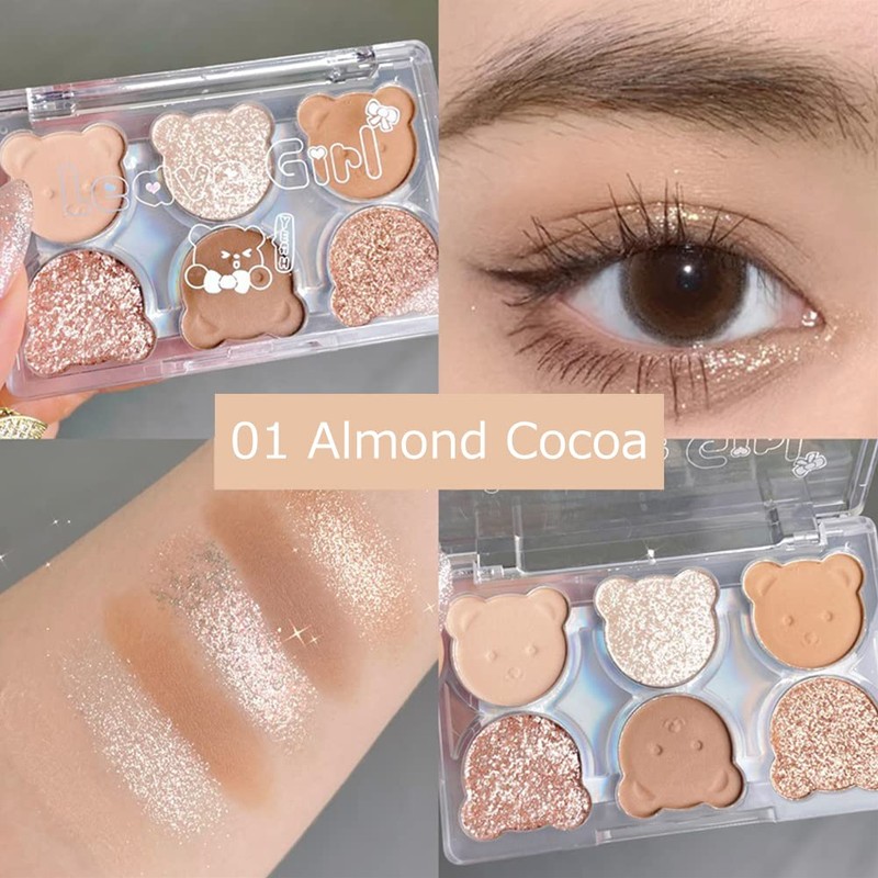 LEAVEGIRL Little Bear Soft Eyeshadow Palette 6 Colors Eyeshadow -