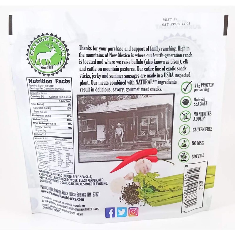 Pearson Ranch Buffalo Jerky Pack of 2 – Low-Carb, Gluten-Free,