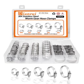 Dianrui 42PCS Hose Clamps Kit Box 1/4"–1-1/8" 304 Stainless Steel Radiator Pipe Clamp Assortment for Fuel Line, Plumbing, Intercooler and Tube K1-052-BOX