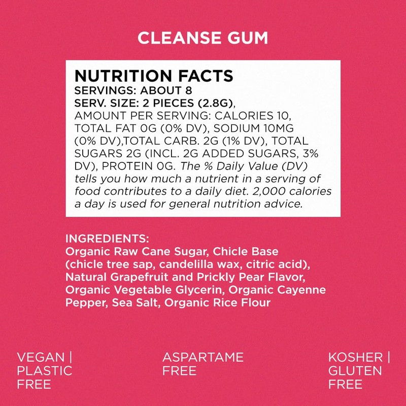 SIMPLY Gum Cleanse (Grapefruit and Prickly Pear), Plastic-Free Natural Chewing