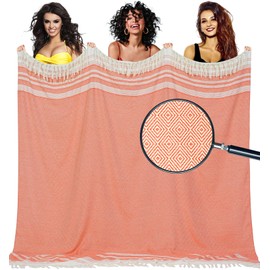 Yongoes Oversized Turkish Beach Towel Blanket Cotton Giant XL Sandproof Towels Huge Linen XXL Extra Large Big Throw Quilt Blankets for Adults Cloud Travel Camping Glamping Accessories Essentials