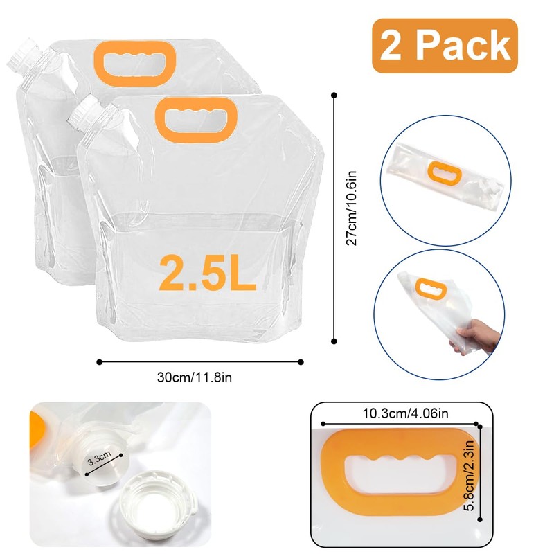 Ruayia Foldable Water Canister, 2.5 L, Pack of 2, Water