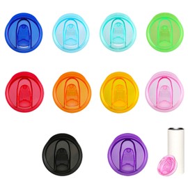 10 Pcs Skinny Tumbler Lid Replacement, 20 Oz Tumbler Lid Fit Skinny Cup, Spill-Proof Replacement Lids for 20 Oz, Silicone Sliding Cover Mug Topper Straw Friendly for Work Travel Daily Use, Multi