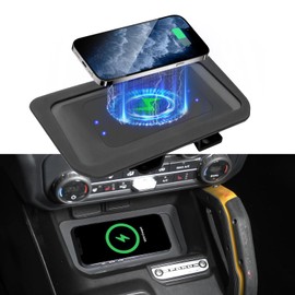BROADDICT 20W Wireless Charging Pad fit for Ford Bronco 2021 2022 2023 2024 2025 2/4-Door Console Wireless Charger Fit for Bronco Accessories Metal Heat Dissipation Without Noise